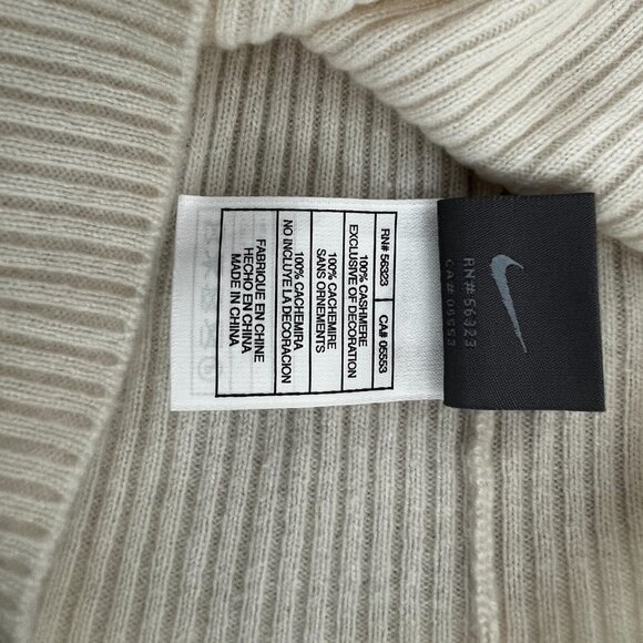 Nike 100% Cashmere Cream Beanie – Ribbed Knit – Luxe Everyday Layer - Picture 2 of 5